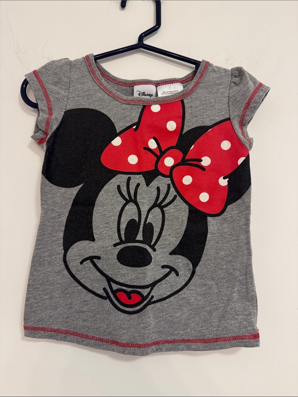 Disney Gray Tee with Red Polka Dot Minnie Bow
